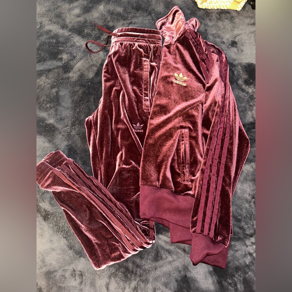 Adidas velour tracksuit